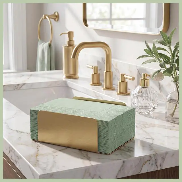 Alt view image 6 of 7 - NatNarr 60 Pcs Sage Green Napkins Disposable Easter Sage Green Dinner Napkin Decorative Guest Bathroom Napkins Green Napkin for Wedding, Baby Shower, Bathroom, Kithchen
