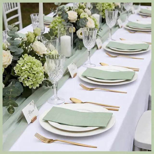 Alt view image 7 of 7 - NatNarr 60 Pcs Sage Green Napkins Disposable Easter Sage Green Dinner Napkin Decorative Guest Bathroom Napkins Green Napkin for Wedding, Baby Shower, Bathroom, Kithchen