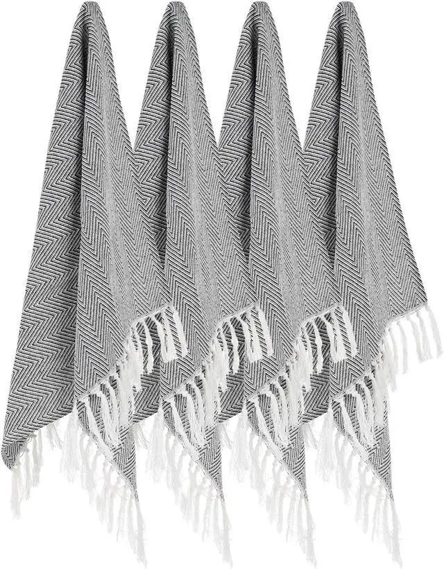 Main image of 100% Cotton Hand Face Head Guest Gym Towel Set Washcloth Kitchen Tea Towel Dish Cloth Set of 4 Black