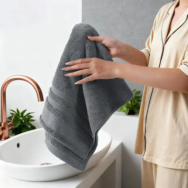 Alt view image 6 of 7 - REDKISS Luxury Washcloths for Showering, 13x13 inch, 100% Cotton Premium Wash Cloths Set of 6, Super Soft and Highly Absorbent Face Towels for Bathroom, Spa, Gym and Hotel, Blue Gray