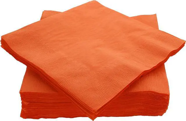 Main image of Amcrate Big Party Pack 40 Count Orange Dinner Napkins Tableware- Ideal for Wedding, Party, Birthday, Dinner, Lunch, Cocktails. (7 x 7)