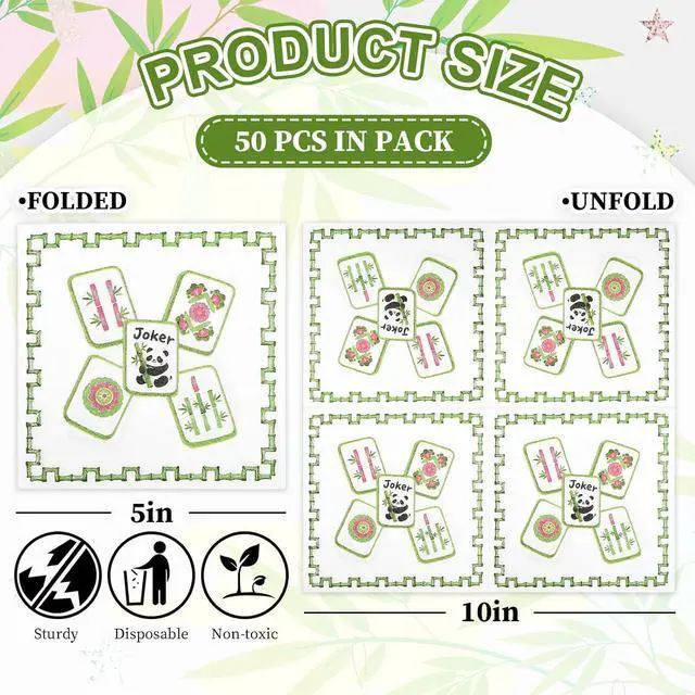 Alt view image 2 of 7 - FYSUIMU 50Pcs Mahjong Cocktail Napkins White Green Disposable Paper Napkin Decorative Beverage Dessert Hand Napkin for Wedding Bridal Shower Birthday Party