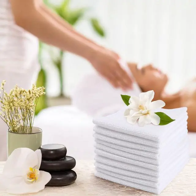 Alt view image 7 of 7 - UNIMADE Washcloths 20 Pack Face Towels (12" x 12"), Highly Soft Wash Cloths | Hand Towels, Fast Drying Multi-Purpose Microfiber Cleansing Cloths for Bathroom, Hotel, Spa, and Salon White