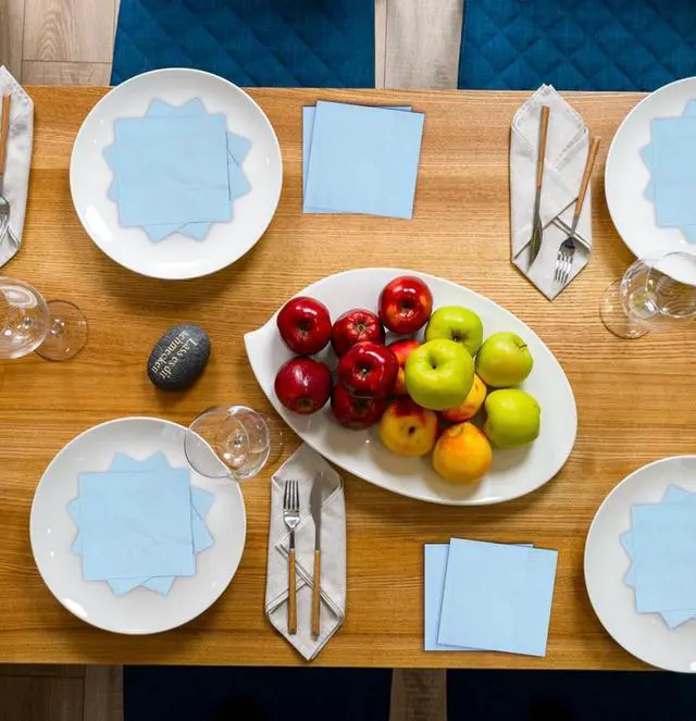 Alt view image 6 of 7 - 100 pcs 2-Ply Light Blue Napkins Folded 5 x 5 inch Disposable Cocktail Napkins Paper Napkins for Dinner Wedding Party Baby Blue Beverage Napkins