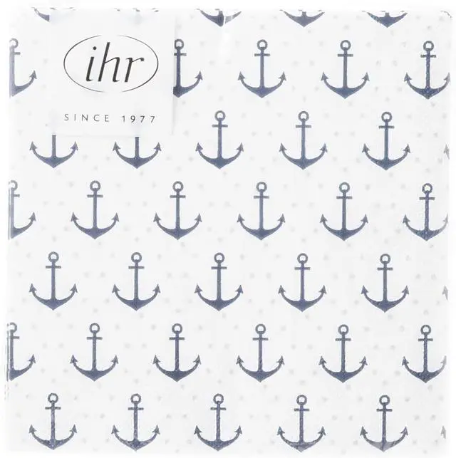 Alt view image 2 of 7 - IHR Ideal Home Range Cocktail Napkins Disposable 3-Ply Paper Party Napkin Pack, 5" x 5", Anchor Dots Blue Grey, 20-Count