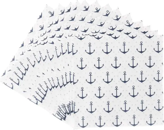 Alt view image 5 of 7 - IHR Ideal Home Range Cocktail Napkins Disposable 3-Ply Paper Party Napkin Pack, 5" x 5", Anchor Dots Blue Grey, 20-Count