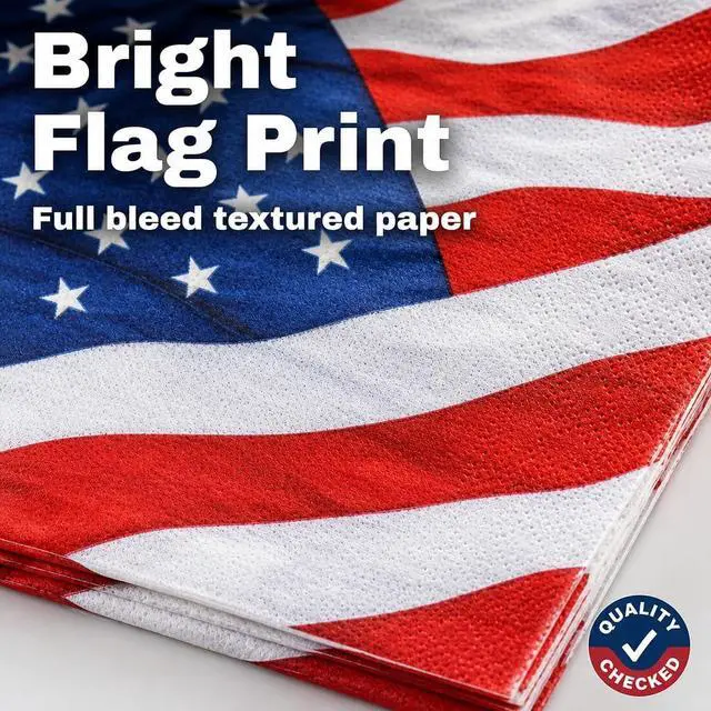 Alt view image 7 of 7 - Iconikal 75-Pack American Flag Disposable Dinner Napkins Party Supplies