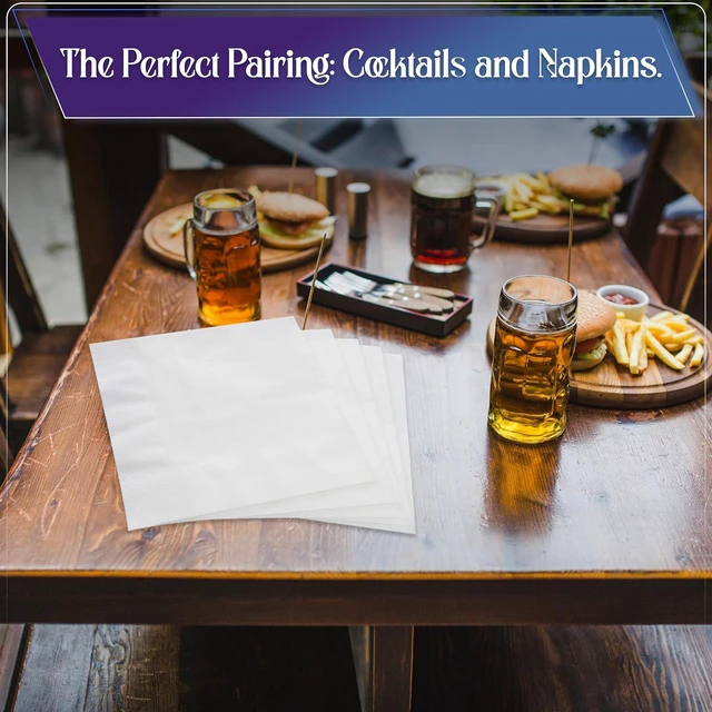 Alt view image 4 of 7 - 1 Ply White Cocktail/Beverage Napkins- Package of 500ct