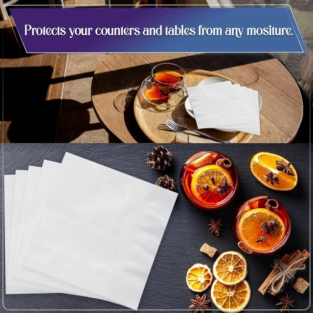 Alt view image 6 of 7 - 1 Ply White Cocktail/Beverage Napkins- Package of 500ct