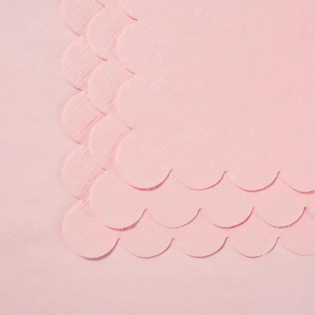 Alt view image 7 of 7 - 100 Pack Cocktail Napkin 2-Ply Scalloped Edged Pink Napkins 5 x 5IN | Disposable Napkins for Dinner Wedding Birthday Party, Bridal Anniversary Reception Event