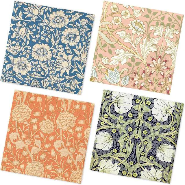Main image of Whaline 50Pcs Vintage Floral Paper Napkins | Disposable Decoupage Luncheon Napkins, Vintage Flower Design, for Spring Birthday Wedding Party Table Decor