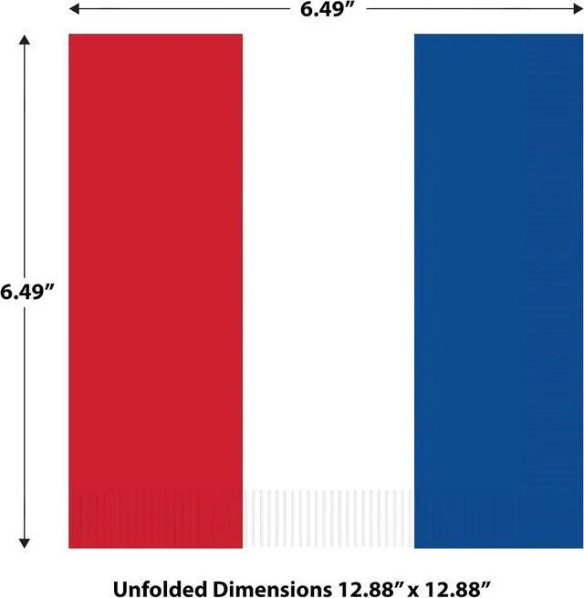 Alt view image 2 of 6 - Beistle, White & Blue Theme Luncheon Napkins, Red/White/Blue