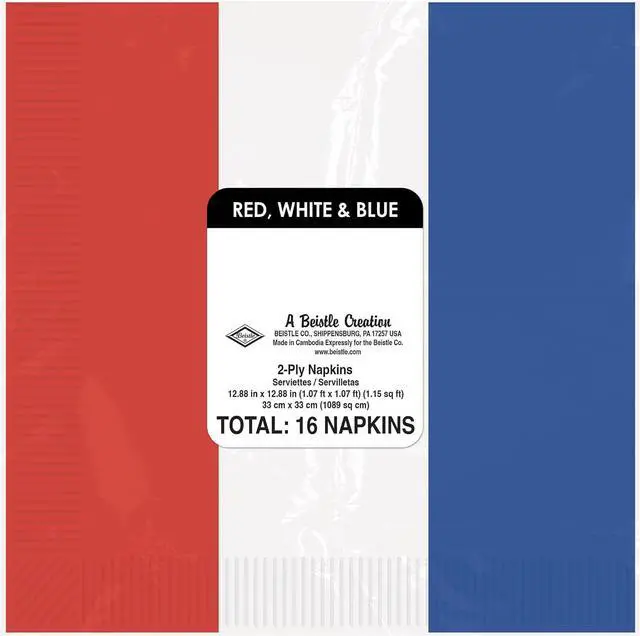 Alt view image 5 of 6 - Beistle, White & Blue Theme Luncheon Napkins, Red/White/Blue