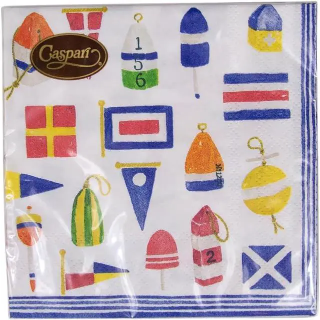 Alt view image 2 of 7 - Caspari Nantucket Paper Cocktail Napkins - 20 Per Box
