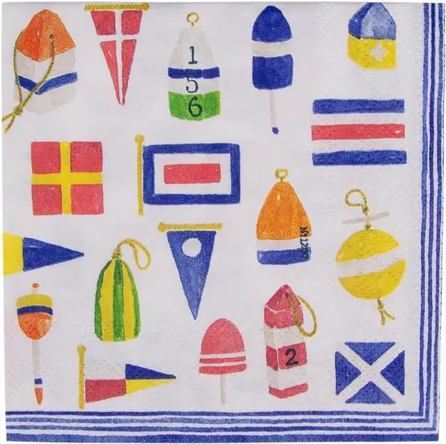 Alt view image 3 of 7 - Caspari Nantucket Paper Cocktail Napkins - 20 Per Box