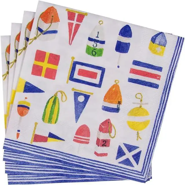 Alt view image 5 of 7 - Caspari Nantucket Paper Cocktail Napkins - 20 Per Box