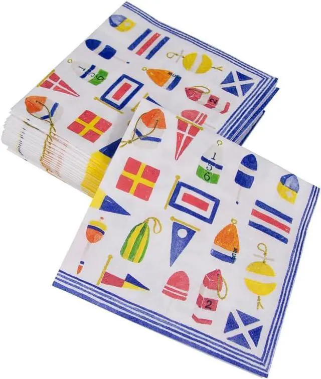 Alt view image 6 of 7 - Caspari Nantucket Paper Cocktail Napkins - 20 Per Box