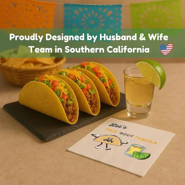Alt view image 4 of 7 - Taco and Tequila Cocktail Napkins, 50 Pack White, Funny Fiesta Napkin for Margaritas, Mexican Party Decorations, Cinco de Mayo, Bachelorette Supplies