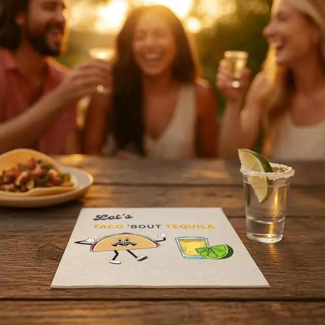 Alt view image 7 of 7 - Taco and Tequila Cocktail Napkins, 50 Pack White, Funny Fiesta Napkin for Margaritas, Mexican Party Decorations, Cinco de Mayo, Bachelorette Supplies
