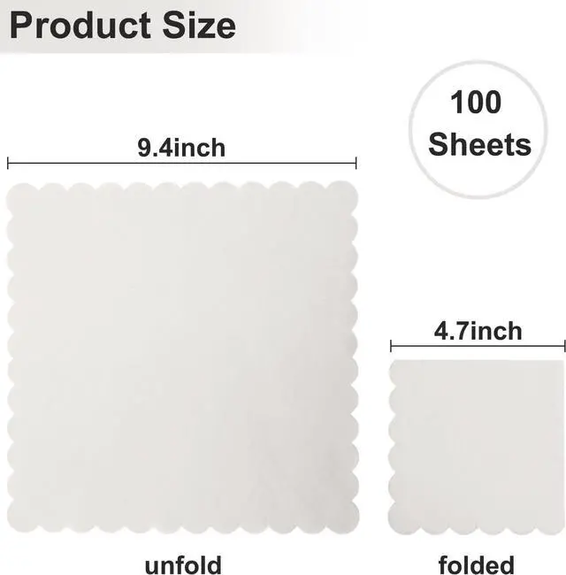 Alt view image 6 of 7 - White Scalloped Cocktail Napkins, 100ct Disposable Dessert Party Napkins | 5x5 in 2Ply Disposable Paper Cocktail & Appetizer Napkins for Party, Birthday, Wedding, Dinner & Daily Use, 4Pack 25ct