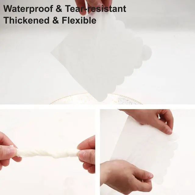 Alt view image 7 of 7 - White Scalloped Cocktail Napkins, 100ct Disposable Dessert Party Napkins | 5x5 in 2Ply Disposable Paper Cocktail & Appetizer Napkins for Party, Birthday, Wedding, Dinner & Daily Use, 4Pack 25ct