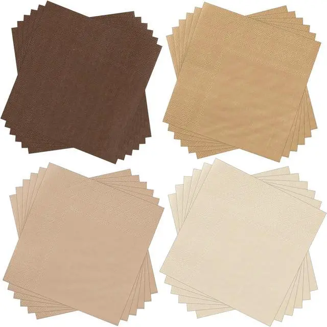 Main image of Layhit 100 Pcs Cocktail Napkins Paper Dessert,Brown Series,5 X 5 Inch | Disposable Beverage Napkins , Square Paper Tissue For Wedding Birthday Celebration Party, Bridal Baby Shower Supplies