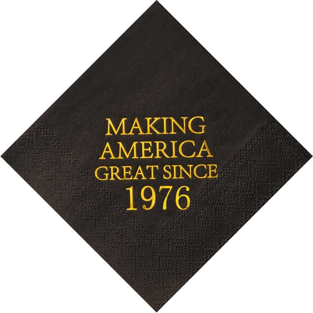 Main image of Crisky 50th Birthday Disposable Napkins Black and Gold Dessert Beverage Cocktail Cake Napkins 50th Birthday Decoration Party Supplies for Man, Vintage 1976, 50 Pack 4.9"x4.9" Folded