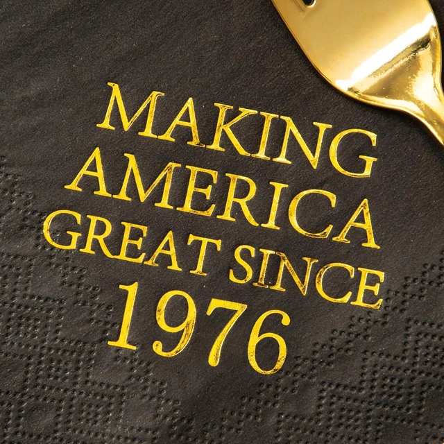 Alt view image 5 of 5 - Crisky 50th Birthday Disposable Napkins Black and Gold Dessert Beverage Cocktail Cake Napkins 50th Birthday Decoration Party Supplies for Man, Vintage 1976, 50 Pack 4.9"x4.9" Folded
