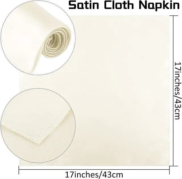 Alt view image 2 of 6 - ANECO 12 Pieces Satin Napkins Soft Dinner Napkins Square Table Napkins 17 x 17 Inches for Restaurant Weddings Party Dinner Decoration (Ivory)
