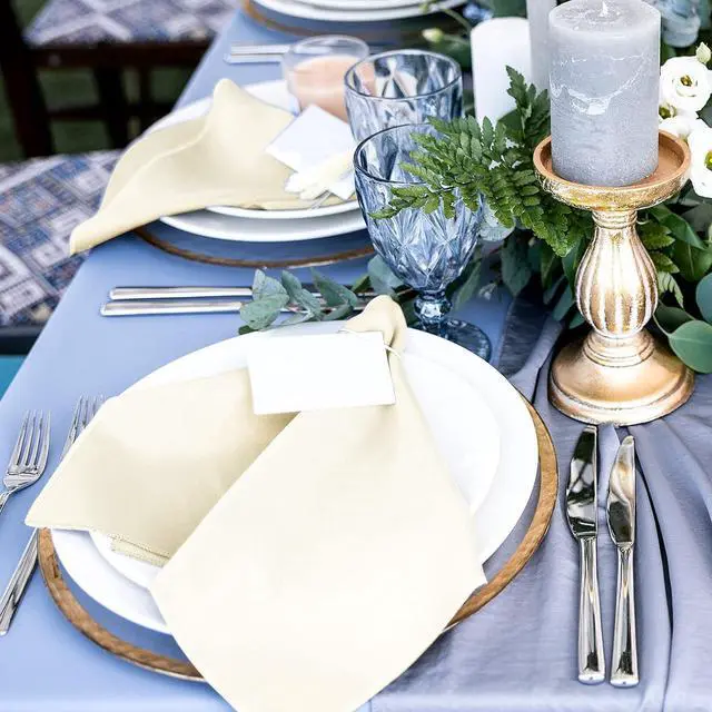 Alt view image 5 of 6 - ANECO 12 Pieces Satin Napkins Soft Dinner Napkins Square Table Napkins 17 x 17 Inches for Restaurant Weddings Party Dinner Decoration (Ivory)