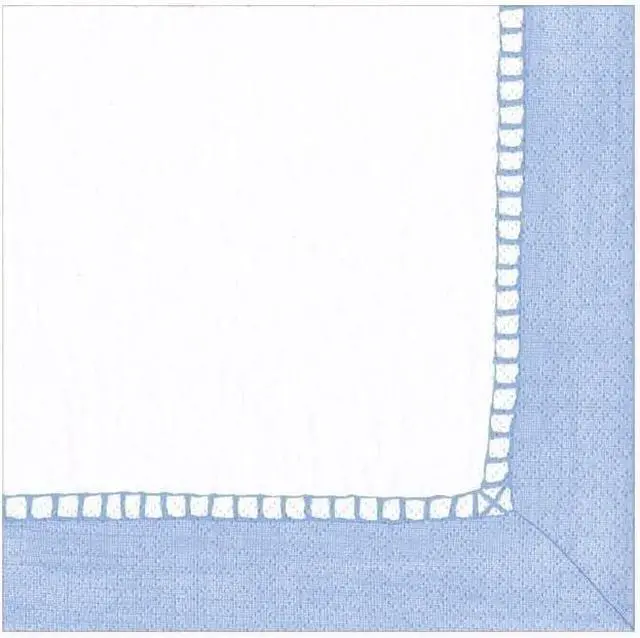 Alt view image 2 of 7 - Caspari Linen Border Paper Cocktail Napkins in Light Blue - 20 Per Package
