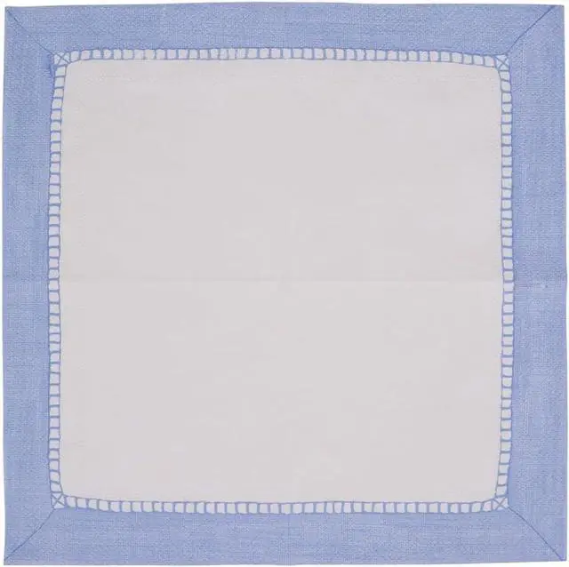 Alt view image 7 of 7 - Caspari Linen Border Paper Cocktail Napkins in Light Blue - 20 Per Package