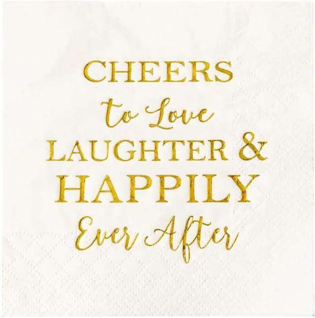 Main image of Crisky 3-Ply 50 Count Bridal Shower Napkins Disposable Cocktail Napkins Gold Foil Text Beverage Napkins for Engagement Party Decorations & Wedding Shower