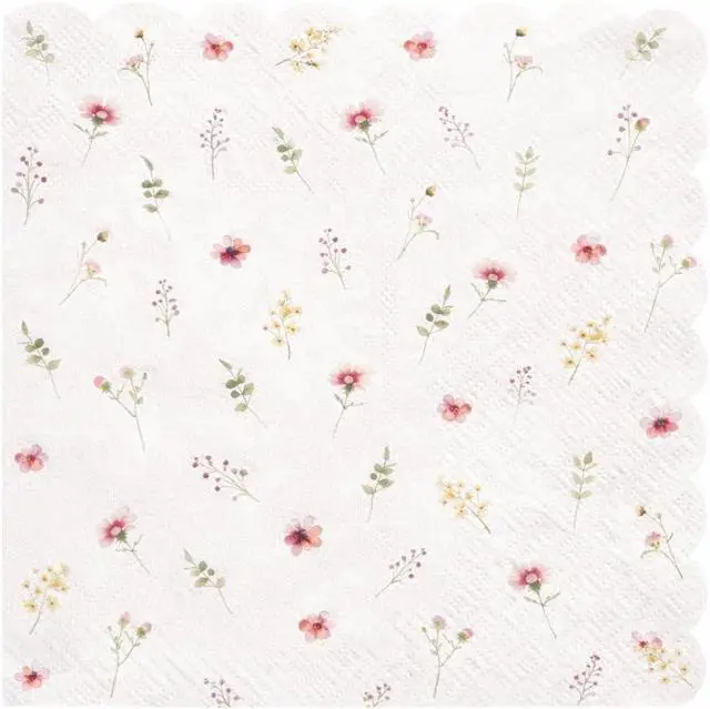 Main image of GardenCity Floral Cocktail Napkins, 50 Pack Wildflower Paper Napkins, Disposable Floral Napkin for Bridal Shower, Baby Shower Tableware Party Supplies, 3 Ply, 5 x 5 Folded 10 x 10 Unfolded
