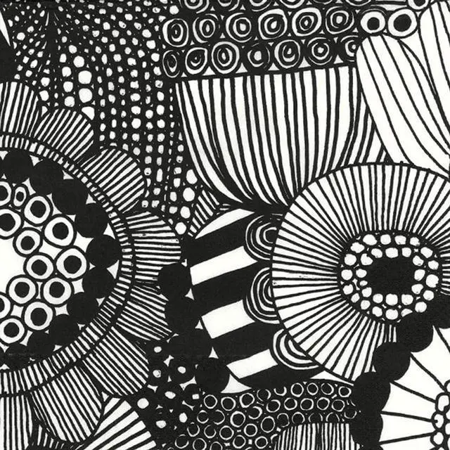 Main image of IHR Ideal Home Range Cocktail Napkins Marimekko Disposable 3-Ply Paper Party Napkin Pack, 5" x 5", Siirtolapuutarha Black, 20-Count