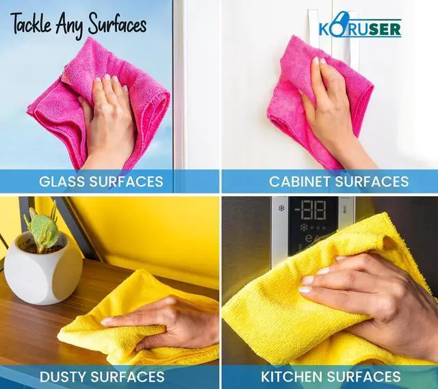 Alt view image 4 of 7 - Microfiber Cleaning Cloths - Reusable and Washable - Multi Purpose Indoor/Outdoor Cleaning/Dusting/Polishing on Kitchen/Bathroom/Auto Surfaces (12 Pack/High Grammage)