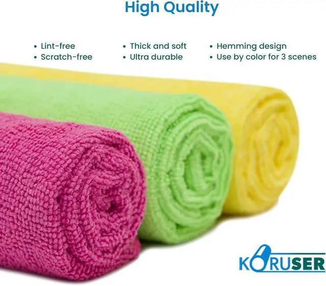Alt view image 3 of 7 - Microfiber Cleaning Cloths - Reusable and Washable - Multi Purpose Indoor/Outdoor Cleaning/Dusting/Polishing on Kitchen/Bathroom/Auto Surfaces (12 Pack/High Grammage)