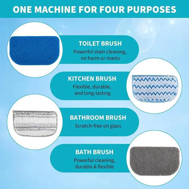 Alt view image 2 of 7 - Tub Brush Scrubber with Long Handle, Durable Tub Scrubber with 4 Versatile Cleaning Heads, No-Scratch, Powerful Deep-Clean Tile Scrubbers, for Shower Bathroom Kitchen Bathtub Toilet
