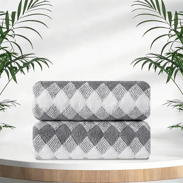 Main image of 2 Piece Gray Diamond Hand Towels for Bathroom 16"x31" Ultra Soft Breathable Hand Face Towels Highly Absorbent Towel Quick Dry Towel for Spa Gym Hotel Travel Camp