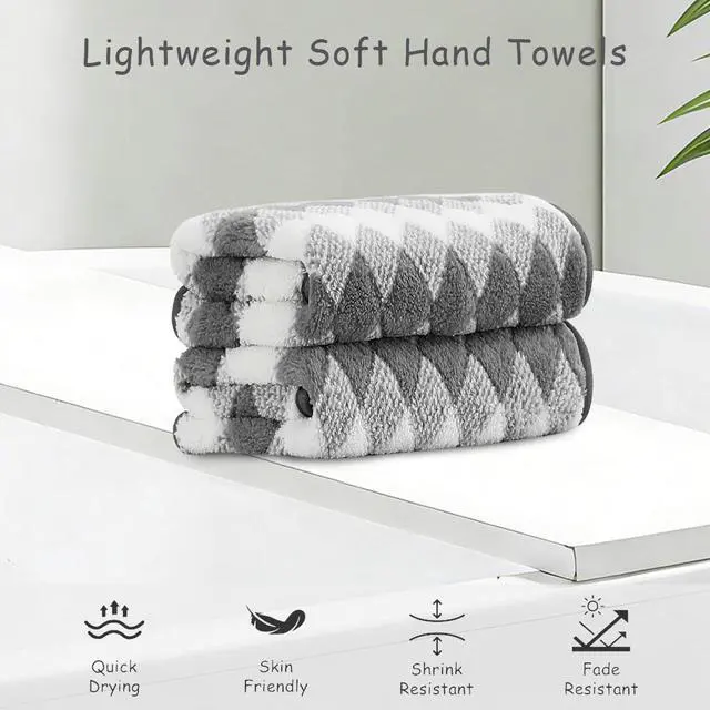 Alt view image 2 of 6 - 2 Piece Gray Diamond Hand Towels for Bathroom 16"x31" Ultra Soft Breathable Hand Face Towels Highly Absorbent Towel Quick Dry Towel for Spa Gym Hotel Travel Camp