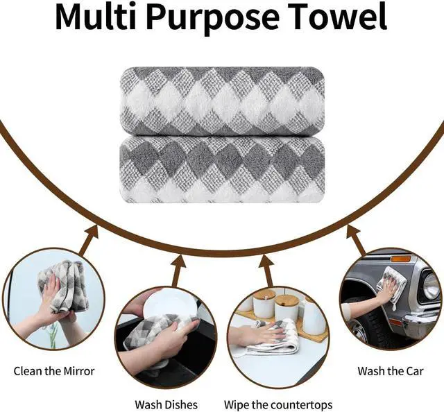 Alt view image 6 of 6 - 2 Piece Gray Diamond Hand Towels for Bathroom 16"x31" Ultra Soft Breathable Hand Face Towels Highly Absorbent Towel Quick Dry Towel for Spa Gym Hotel Travel Camp