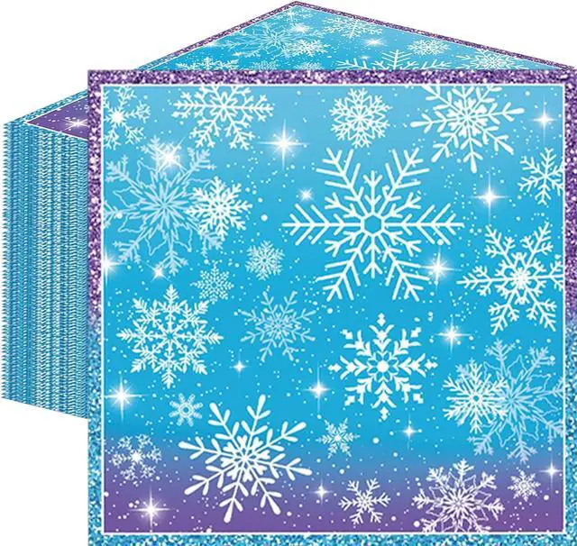 Main image of 50 Count Snowflake Winterland Paper Napkins, Disposable Snow Party Napkins for Christmas Dinner, Winter Birthday Gatherings, Baby Shower, Snow-Themed Table Decorations