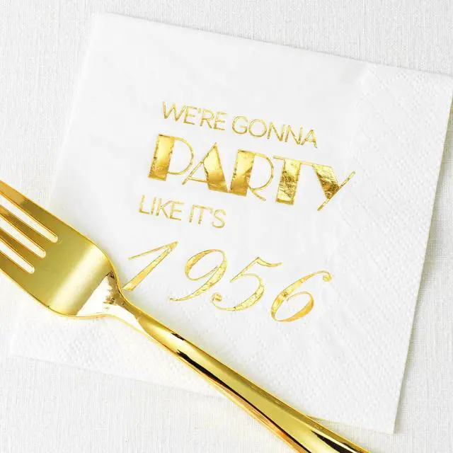 Alt view image 5 of 5 - Crisky 50 Pack 70th Birthday Napkins for Men Women 3-Ply, 1956 Gold Foil Disposable Napkins for Cake Dessert Beverage Table 70 years Old Bday Party Supplies, 70th Birthday Decorations for Him Her