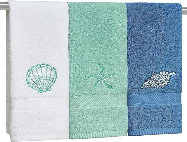 Main image of 3 Pack 100% Cotton Embroidered Hand Towels for Bathroom Kitchen 13 x 29 Inch Ultra-Soft Absorbent Decorative Towel Set Rustic Boho Home Decor
