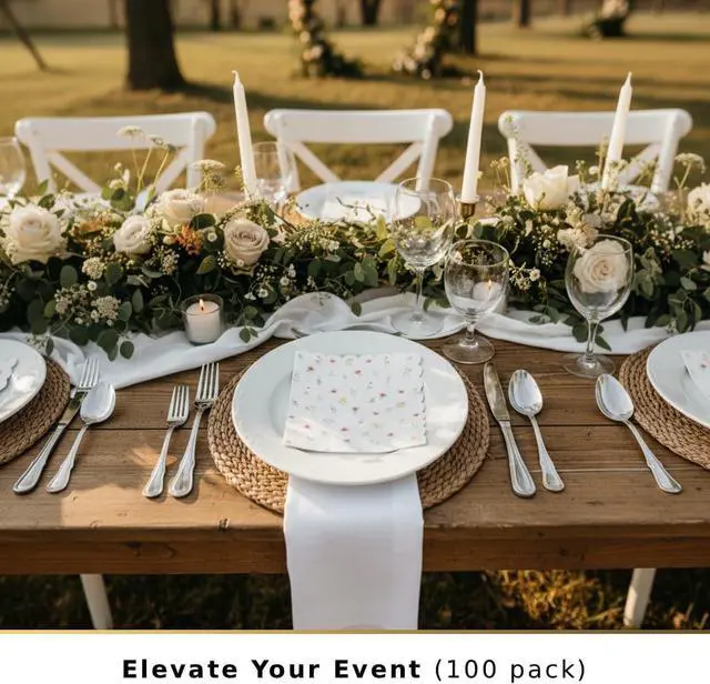 Alt view image 3 of 7 - GardenCity Floral Cocktail Napkins, 50 Pack Wildflower Paper Napkins, Disposable Floral Napkin for Bridal Shower, Baby Shower Tableware Party Supplies, 3 Ply, 5 x 5 Folded 10 x 10 Unfolded