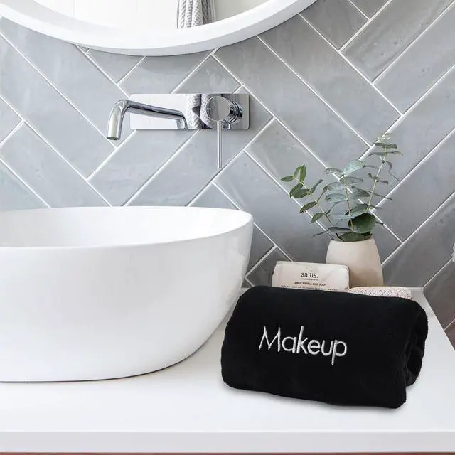 Alt view image 2 of 7 - Makeup Towels - Pack of 6 - Ultra Soft & Gentle Microfiber Coral Fleece Washcloth Face Make Up Remover, 13 x 13 in, Black