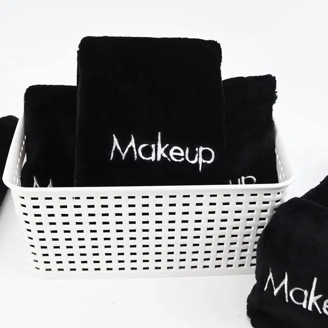 Alt view image 6 of 7 - Makeup Towels - Pack of 6 - Ultra Soft & Gentle Microfiber Coral Fleece Washcloth Face Make Up Remover, 13 x 13 in, Black