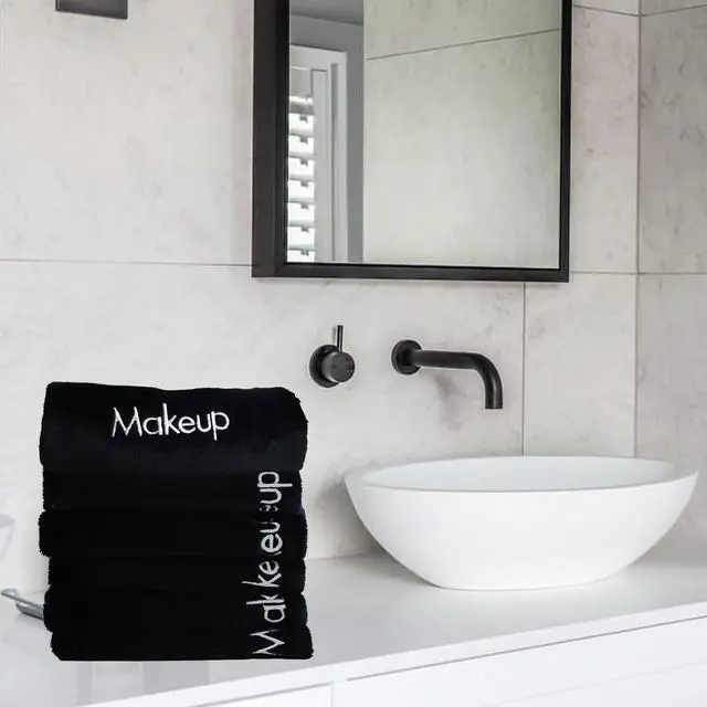 Alt view image 7 of 7 - Makeup Towels - Pack of 6 - Ultra Soft & Gentle Microfiber Coral Fleece Washcloth Face Make Up Remover, 13 x 13 in, Black