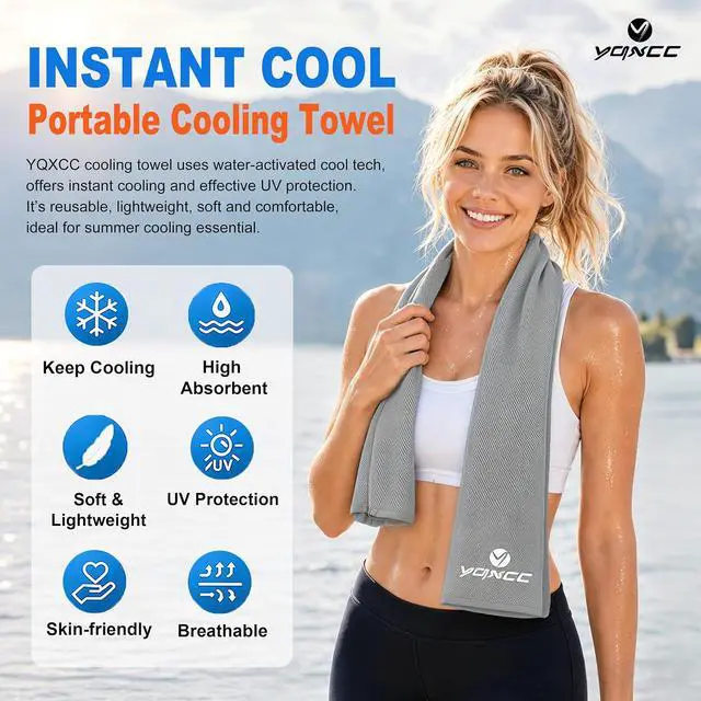Alt view image 2 of 7 - YQXCC 4 Pack Cooling Towels 40"x12", Cold Cool for Neck & Face | Cooling Neck Wraps, Soft Breathable Microfiber Chilly Towels, Ideal for Gym, Yoga, Golf, Running, Camping & Hot Weather