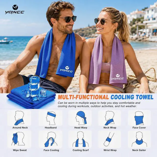 Alt view image 4 of 7 - YQXCC 4 Pack Cooling Towels 40"x12", Cold Cool for Neck & Face | Cooling Neck Wraps, Soft Breathable Microfiber Chilly Towels, Ideal for Gym, Yoga, Golf, Running, Camping & Hot Weather